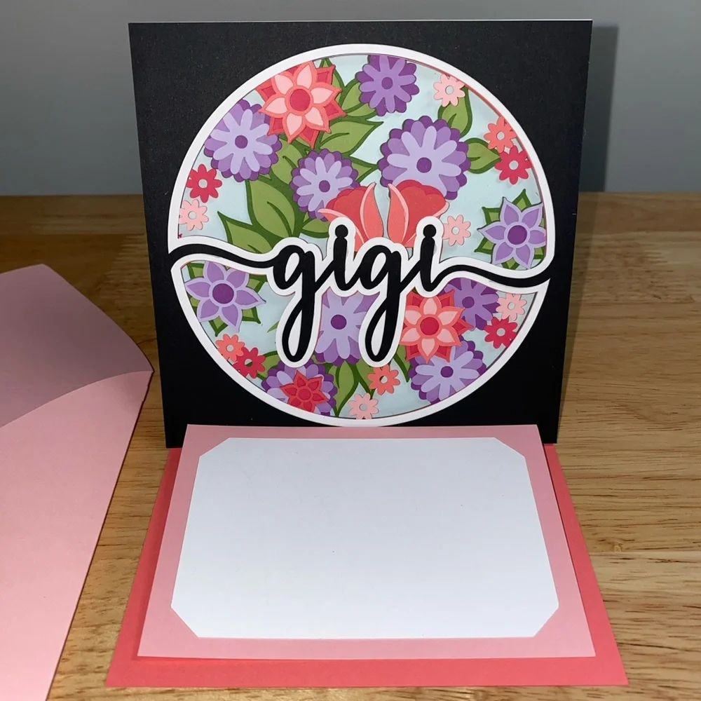 3D Pink Gigi Blank Greeting Card with Matching Envelope